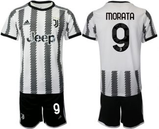 Herren Juventus 2022-23 Heimtrikot Schwarz Weiß kaufen mit Aufdruck MORATA 9
