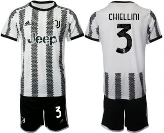 Herren Juventus 2022-23 Heimtrikot Schwarz Weiß mit Aufdruck CHIELLINI 3
