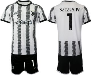 Herren Juventus 2022-23 Heimtrikot Schwarz Weiß mit Aufdruck SZCZESNY 1