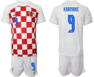 Herren Kroatien Heimtrikot WM-2022 weiß Battle Blue Günstig Fußballtrikots KRAMARIC #9