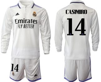 Herren Real Madrid Trikots 2022-23 Heimtrikot Weiß Fußballtrikots Set CASIMIRO 14