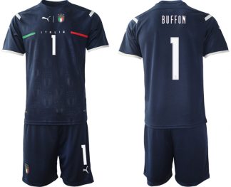 Italien EURO 2020 Torwarttrikot Blau Günstige Fußballtrikots Kaufen BUFFON #1