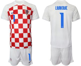 Kroatien Heimtrikot WM-2022 weiß Battle Blue Herren Fußballtrikots Trikotsatz Livakovic 1