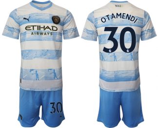 Manchester City Aufwärmtrikot 2022/2023 weiß blau Kurzarm + Kurze Hosen OTAMENDI 30