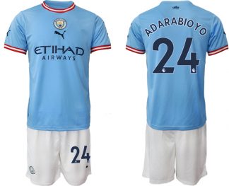 Manchester City Heimtrikot 2022/2023 blau weiß Trikotsatz mit Aufdruck ADARABIO YO 24