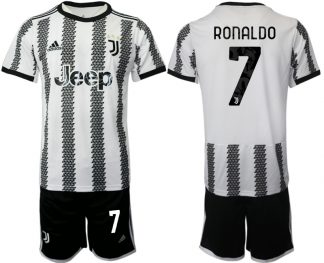 Neues Juventus 2022-23 Heimtrikot Schwarz Weiß mit Aufdruck RONALDO 7