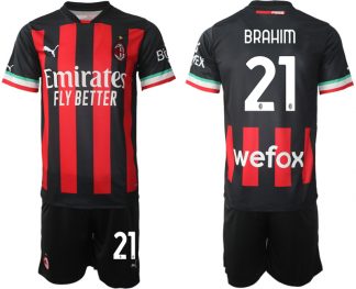 AC Milan Heimtrikot 2022/23 Schwarz Rot Trikotsatz für Herren Bestellen mit Aufdruck BRAHIM 21