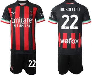 AC Milan Heimtrikot 2022/23 Schwarz Rot Trikotsatz für Herren Bestellen mit Aufdruck MUSACCHIO 22
