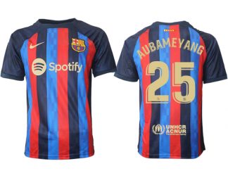 AUBAMEYANG 25 FC Barcelona 2022/23 Home Kit Heimtrikot Kurzarm für Herren