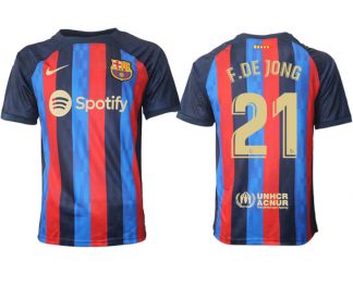 F.DE JONG 21 FC Barcelona 2022/23 Home Kit Heimtrikot Kurzarm für Herren