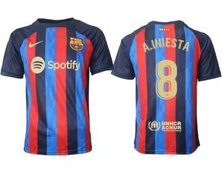 FC Barcelona 2022/23 Home Kit Heimtrikot Kurzarm Fussballtrikots A.INIESTA 8