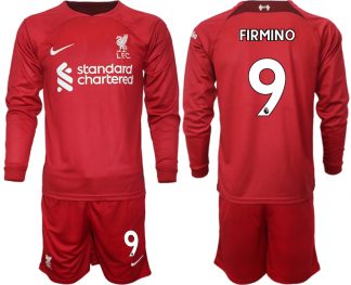 FC Liverpool 2022-23 Heimtrikot in rot Langarm + Kurze Hosen mit Aufdruck FIRMINO 9