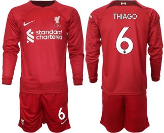 FC Liverpool 2022-23 Heimtrikot in rot Langarm + Kurze Hosen mit Aufdruck THIAGO 6