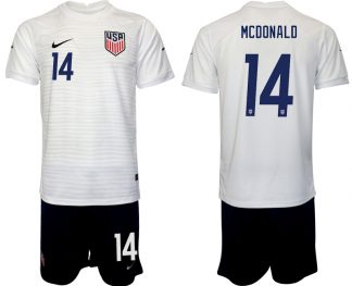 Fußballtrikot für Herren USA Heimtrikot WM 2022 Weiß Schwarz Fußballtrikots Set MCDONALD 14