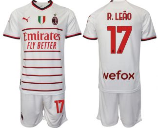 Herren AC Milan Auswärtstrikot 2022/23 Weiß Fußballtrikot Kaufen Trikotsatz R.Leão 17