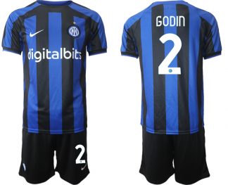 Herren Inter Mailand 2022-2023 Heimtrikot Blau Fußball Trikot Outlet GODIN 2
