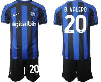 Herren Inter Mailand 2022-2023 Heimtrikot Blau Kurzarm + Kurze Hosen B.VALERO 20