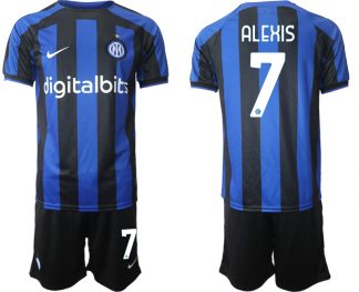 Herren Inter Mailand 2022-2023 Heimtrikot Blau Trikotsatz Online Bestellen mit Aufdruck ALEXIS 7