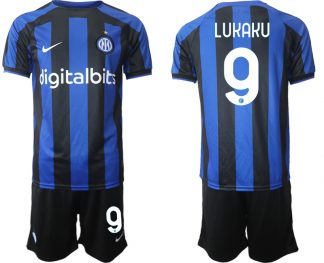 Herren Inter Mailand 2022-2023 Heimtrikot Blau Trikotsatz Online Bestellen mit Aufdruck LUKAKU 9