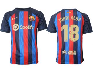 JORDI ALBA 18 FC Barcelona 2022/23 Home Kit Heimtrikot Kurzarm für Herren