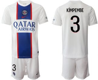 KiMPEMBE 3 Paris Saint Germain PSG Auswärtstrikot 2022/23 Weiß Kurzarm + Kurze Hosen
