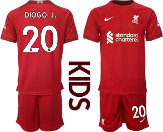 Kinder Fußballtrikots Liverpool Heimtrikot 2022/23 Rot Kurzarm + Kurze Hosen DIOGO J.20