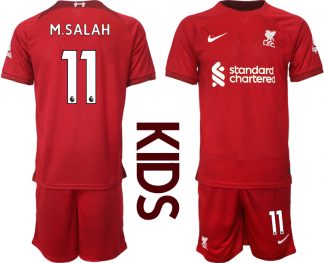 Kinder Fußballtrikots Liverpool Heimtrikot 2022/23 Rot Kurzarm + Kurze Hosen M.SALAH 11