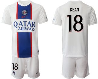Paris Saint Germain PSG Auswärtstrikot 2022/23 Weiß Trikotsatz mit Aufdruck KEAN 18