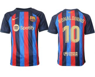RONALDINHO 10 FC Barcelona 2022/23 Home Kit Heimtrikot Kurzarm für Herren