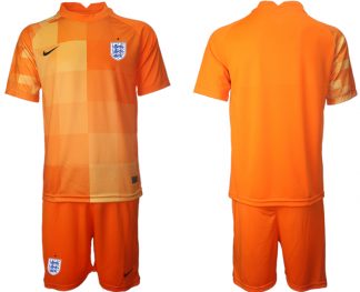 England Torwarttrikot EM 2022 Orange Trikotsatz Kurzarm + Kurze Hosen