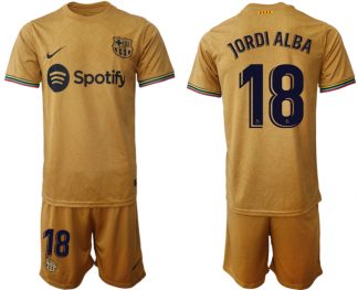FC Barcelona 2022-23 Auswärtstrikot goldene Away Shirt für Herren JORDI ALBA 18