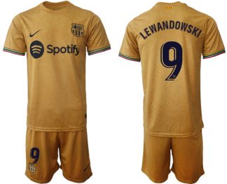 FC Barcelona 2022-23 Auswärtstrikot goldene Away Shirt für Herren LEWANDOWSKI 9
