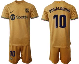 FC Barcelona 2022-23 Auswärtstrikot goldene Away Shirt für Herren RONALDINHO 10