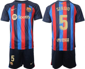 FC Barcelona 22/23 Heimtrikot dunkelblau Fußballtrikot für Herren SERGIO 5