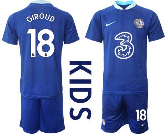 GIROUD 18 Chelsea FC 2022/23 Heimtrikot Blau Trikotsatz für Kinder FußballTrikot