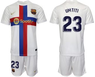 Günstig Fußballtrikots FC Barcelona 2022/23 Ausweichtrikot weiß für Herren UMTITI 23