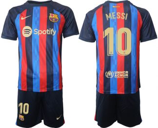 Herren FC Barcelona 22/23 Heimtrikot dunkelblau Trikotsatz Online Kaufen MESSI 10