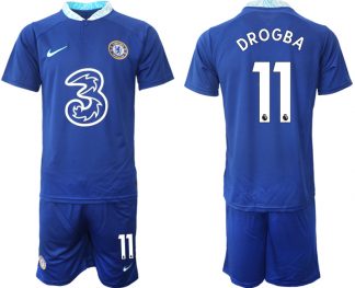 Herren Fussballtrikots Chelsea FC 22-23 Heimtrikot blau Online Bestellen mit Aufdruck DROGBA 11