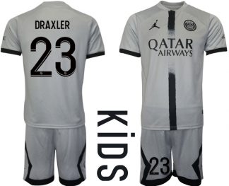 Kinder Fußball Trikot Paris Saint-Germain PSG 22-23 Auswärtstrikot Trikotsatz mit Aufdruck DRAXLER 23