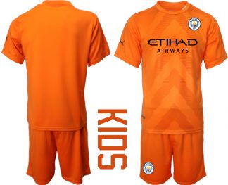 Kinder Manchester City Torwarttrikot 2022-23 Orange Fussballtrikots Günstig