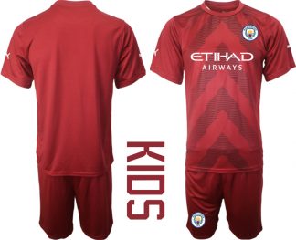 Kinder Manchester City Torwarttrikot 2022-23 rot Online Kurzarm + Kurze Hosen