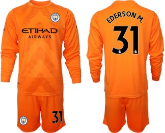 Manchester City Torwarttrikot für Herren 2022/23 langarm Orange Trikotsatz EDERSON M.31