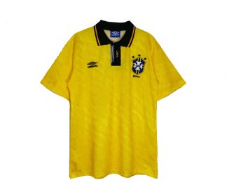 Vintage Signed Brasilien Fußball Heimtrikot 1991-1993 Umbro Cafu Brasil Gelb-1