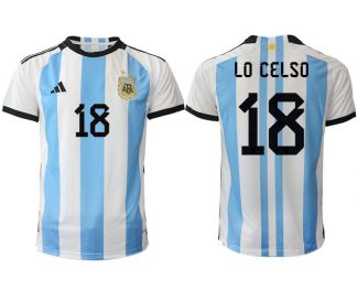 Argentinien Heimtrikot WM 2022 Weiss Blau Kurzarm Online Kaufen mit Aufdruck LO CELSO 18