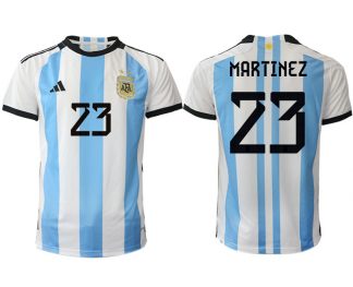 Argentinien Heimtrikot WM 2022 Weiss Blau Kurzarm Online Kaufen mit Aufdruck MARTINEZ 23