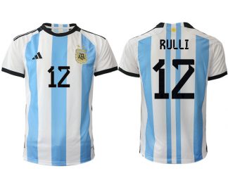 Fussballtrikots Günstig Argentinien Heimtrikot WM 2022 Weiss Blau Kurzarm RULLI 12