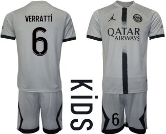 Fussballtrikots Günstig Paris Saint-Germain PSG 22-23 Auswärtstrikot Trikotsatz für Kinder VERRATTI 6