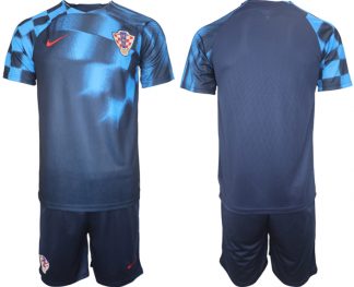 Herren Croatia 2022 World Cup Auswärtstrikot blackened blue Trikotsatz Kit