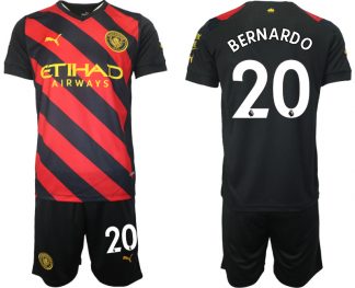 Herren Manchester City Trikot Away 2022/2023 schwarz rot mit Aufdruck BERNARDO 20