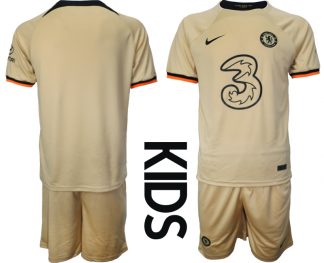 Kinder Chelsea FC 2022/23 Ausweichtrikot Orange Kurzarm + Kurze Hosen
